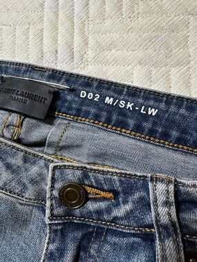 Saint Laurent Blue Denim Jeans with Gold Stitching